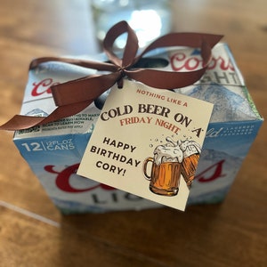 Étiquette cadeau joyeux anniversaire, bière froide, téléchargement immédiat