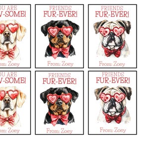 Kinder Hund Valentinstag Karten, druckbare Valentinstag Karten, bearbeitbare Sofort Download