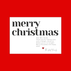 Teacher Holiday Gift, 'Diner and Dishes on Us' Prettige feestdagen en Merry Christmas-cadeaukaartjes. Directe download en aanpasbaar.