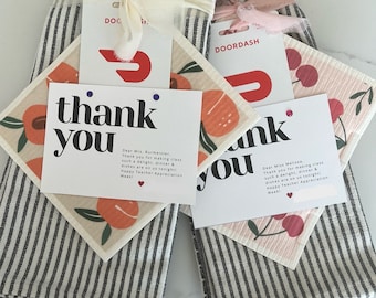 First Day of School Teacher Gift Tag, 'Dinner and Dishes On Us', Customizable (Instant Download)