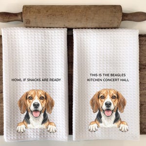 Funny Beagle Kitchen Dish Towel for Dog Moms & Pet Owners | Humorous Kitchen Decor Beagle Lover Gift for Mothers Day, Birthday, Housewarming