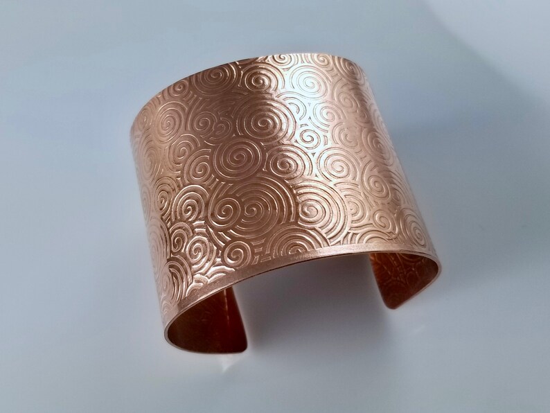 As Seen on Grace and Frankie, Copper Cuff Textured Bracelet, Bold Swirls Solid Copper Cuff, As Seen on Netflix, The Artisan Group, ASOTV image 4