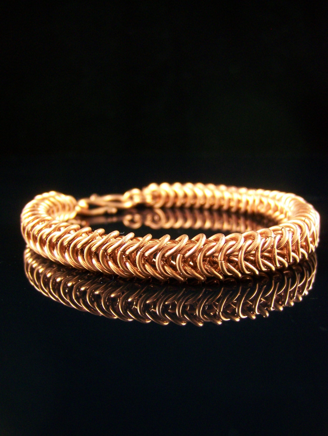 Copper Bracelet Chainmaille Box Chain Queens Link Solid Etsy