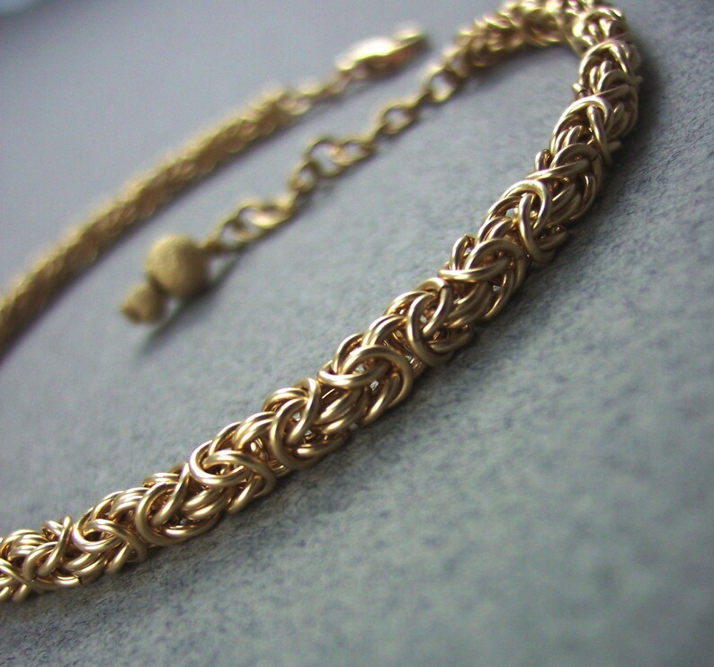 Fine Jewelry Delicate Gold Filled Byzantine Mini Chainmaille Bracelet Handmade by JustNichelle image 1