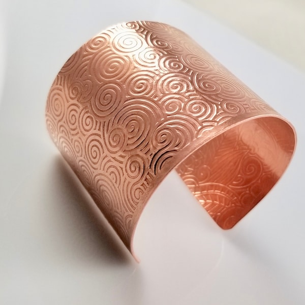 As Seen on Grace and Frankie, Copper Cuff Textured Bracelet, Bold Swirls Solid Copper Cuff, As Seen on Netflix, The Artisan Group, ASOTV