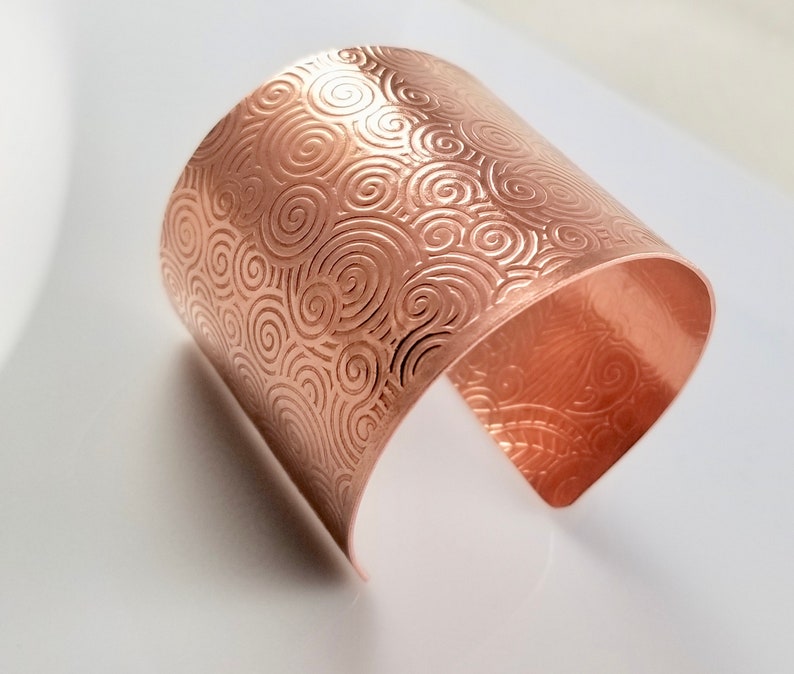 As Seen on Grace and Frankie, Copper Cuff Textured Bracelet, Bold Swirls Solid Copper Cuff, As Seen on Netflix, The Artisan Group, ASOTV image 1