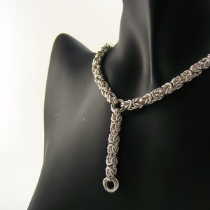 Fine Jewelry Sterling Silver Chainmaille Byzantine Luxury Silver Pendant Drop Necklace Perfect Gift for Her Handmade by JustNichelle