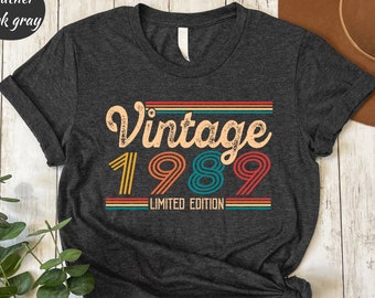 Vintage 1989 Shirt, 36th Birthday Shirt, 36th Birthday Gift For Women, 36th Birthday Gift For Men, 36th Birthday Friend, 36th Birthday Woman