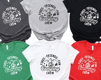 Fires Friends Fun Camping Crew Shirt, Friends Camping Shirt, Group Camp Shirt, Matching Family Camping Shirts, Camp Life Shirt, Camper Gift