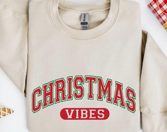 Christmas Vibes Sweatshirt, Retro Christmas Sweatshirt, Womens Christmas Shirt, Merry Christmas Sweatshirt, Christmas Crewneck, Xmas Tee