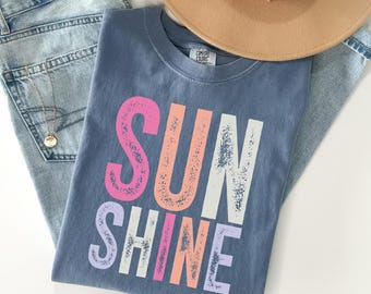 Comfort Colors, Sunshine Women Tee, Beach Life Gift for Her, Summer Trendy Shirt, Distressed Beach Mom Gifts, Lake Pool River Birthday Gifts