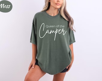 Comfort Colors Queen of the Camper Shirt, Camping RV T-shirt, Family Camping Shirt, Travel Shirt, Hiking Shirt, Van Camper, Road Trip Shirt