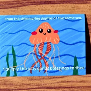 Geburtstagskarte | Naroo and Arctic Friends – Squigsy the Sea Jelly | Grußkarten | Niedliche Geburtstagskarten | Kawaii Stil