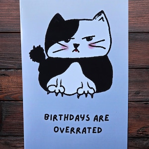 Goth Kitty-verjaardagskaart – poëtische donkere humor kattengroet | Wenskaart | Verjaardagskaart met donkere humor | Goth-verjaardag