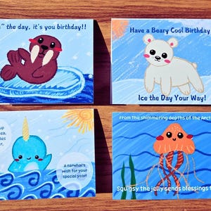 Birthday Card Bundle | Naroo and Arctic Friends  – Kawaii Style | Set of 8 Cards with Kraft Envelopes | Greeting Cards | Cute Birthday Cards
