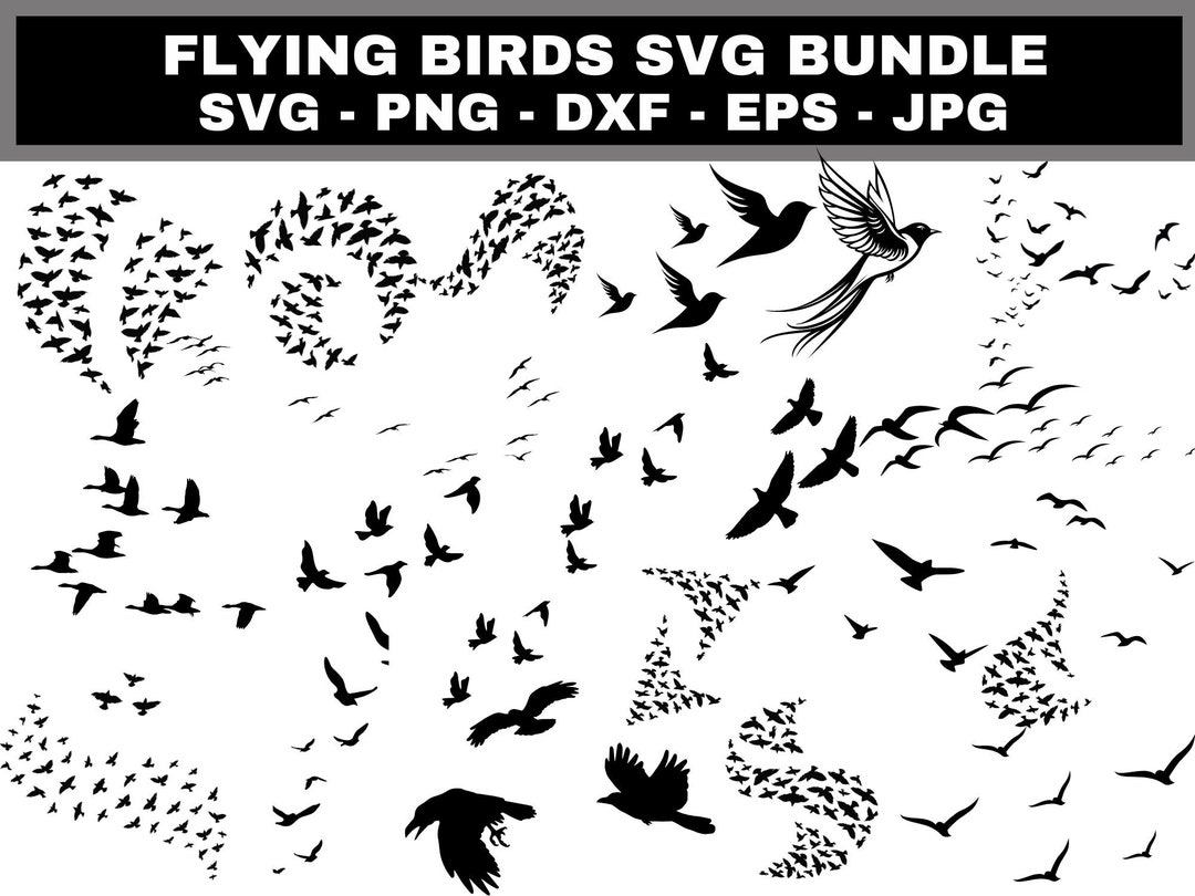 Flying Birds SVG Bundle, Flying Bird Svg, Flock of Flying Birds Svg