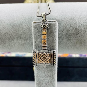 Real %100 925 Silver Necklace, Mjolnir Pendant, Mens Viking Necklace, Thors Hammer, Viking Jewelry, Strength Amulet Norse Mythology