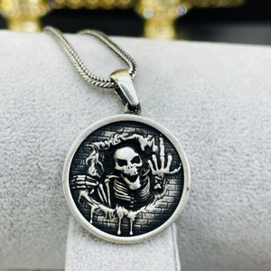 Real %100 Silver, Skull necklace, Mens silver necklace, Silver Skull Necklace, 925 Silver Skull Pendant, Goth Jewelry, Mens silver necklace