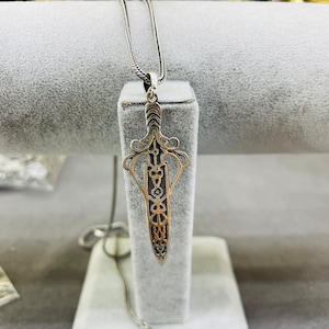 Real %100 Silver Pendant, Sword Pendant, Men Sword Necklace, Men Silver Pendant, Mens Silver Necklace, Warrior Pendant