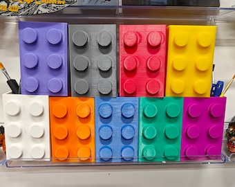 Building Block Brick Pencil Holder, Fun Desk Organizer, Gift for Kids & Adults