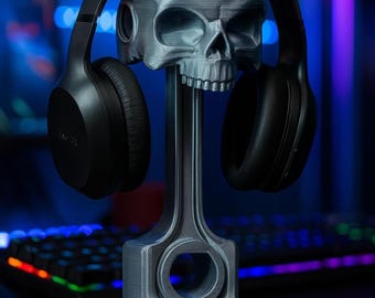 Piston Reaper Skull Headphone Stand: 3D Printed Automotive Decor