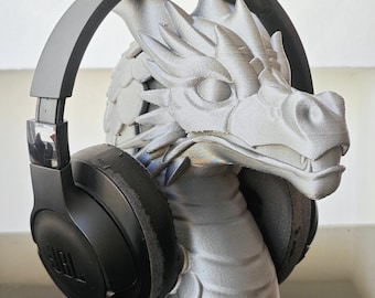 3D Printed Dragon Head Headphone Stand | Gamer Desk Decor