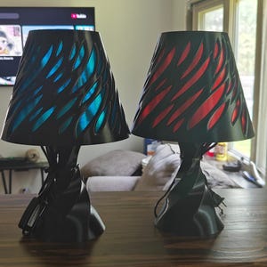 Spectra 3D Printed Table Lamp Modern LED Night Light Black & Blue Mood Lamp for Bedroom, Desk, Dorm, or Gift Home Decor