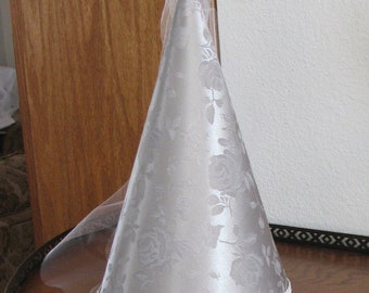 Silver Satin Brocade Princess Medieval Cone Hat, renaissance henin, headwear, cap, crown, accessory, new, Cone Hat, Hennin, girls, adults,