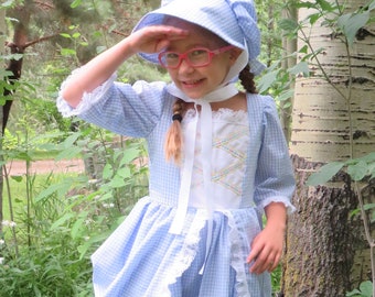 Cute Little Bo Peep costume dress and hat. NEW Fairytale story book, nursery rhyme, Blue Gingham Check, Mary had a little Lamb, halloween