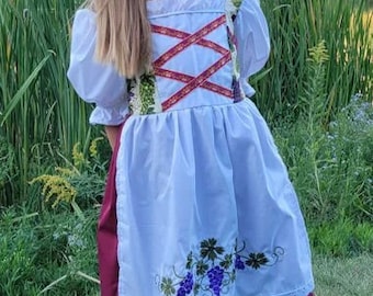 Girls Italian, Greek, Dirndle, Grape theme European Folk Costume, German, Oktoberfest, Swiss, Heritage Days, Halloween, Festival dress, NEW