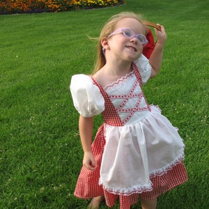 Cute Girls German Traditional Folk Costume, Dirndl, Bavarian, European, Heritage Days, Halloween, Red gingham, Oktoberfest, handmade, NEW