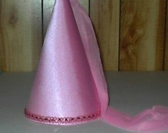 Pink Satin Princess Damsel Medieval Cone Hat, renaissance headwear, henin, cap, crown, Hennin, headwear, girls, adults, toddlers, NEW