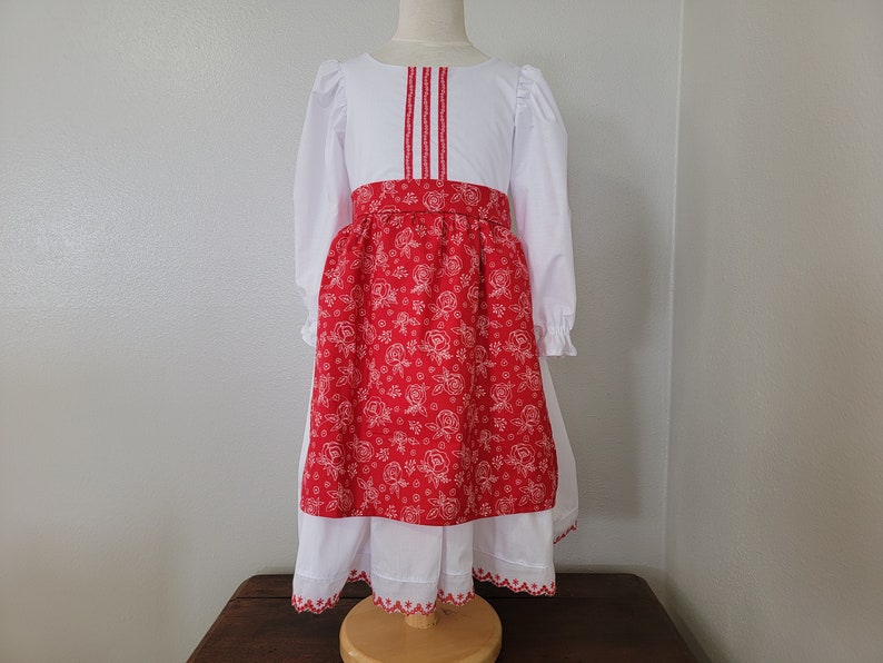 Girls Croatian National Folk Costume dress, White and Red, Croatia, Eastern European, Heritage days, International, traditional outfit, NEW image 3