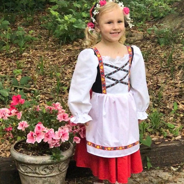 Denmark Traditional National Girls Costume, Scandinavian, Danish, Nordic International Folk Costume Dress, European Folk Dress, NEW