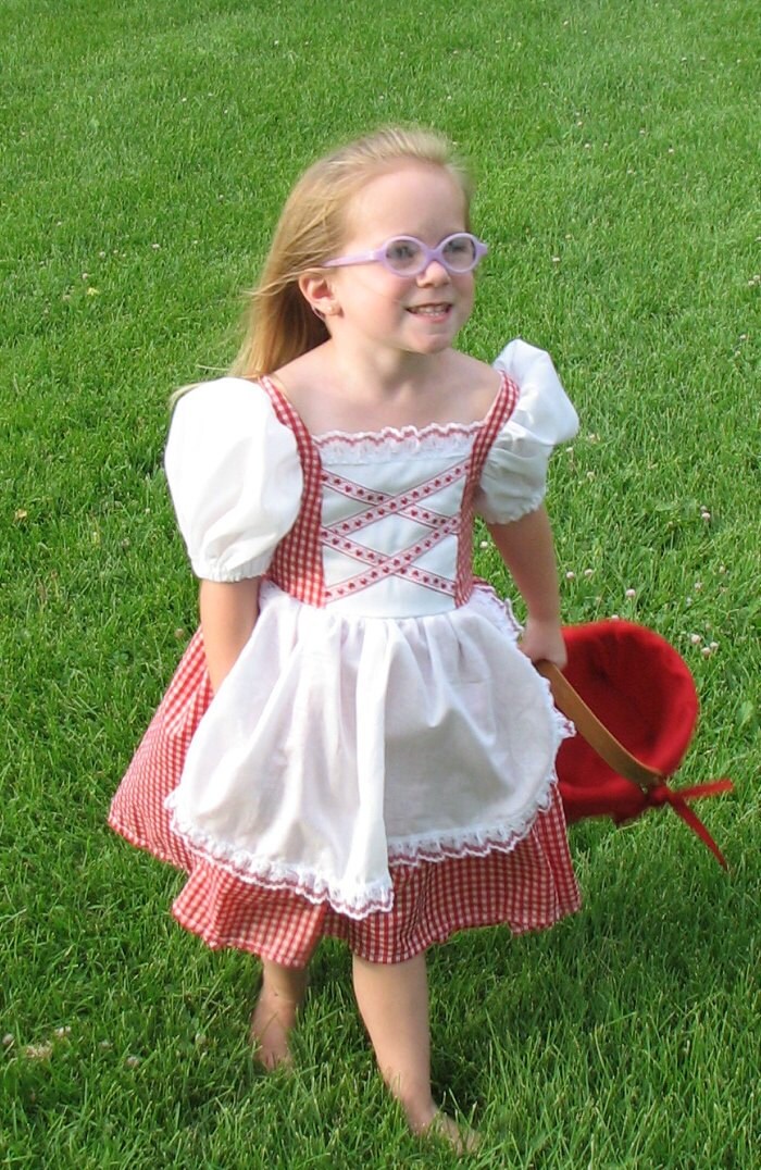 Cute Little Red Riding Hood Costume Dress and Cape gingham | Etsy