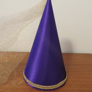 Purple Satin Princess Damsel Medieval Cone Hat, conehat, renaissance, henin, headware, cap, crown, new, dressup, accessory, girls, adults, image 3