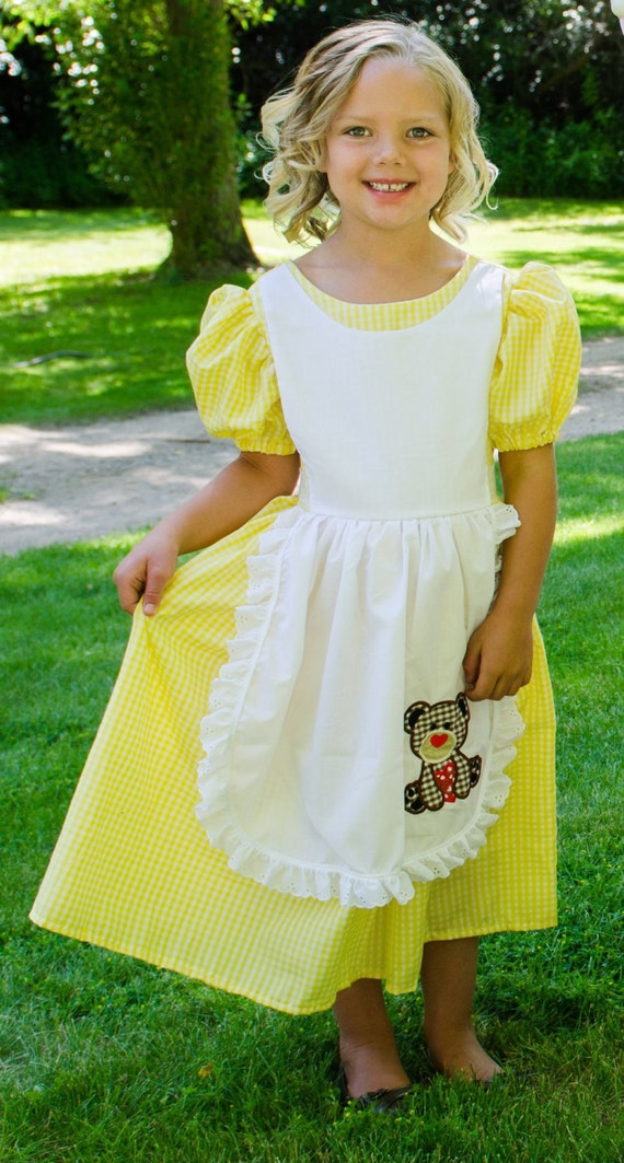 Goldilocks Girls Costume Dress Yellow Gingham Three Bears - Etsy