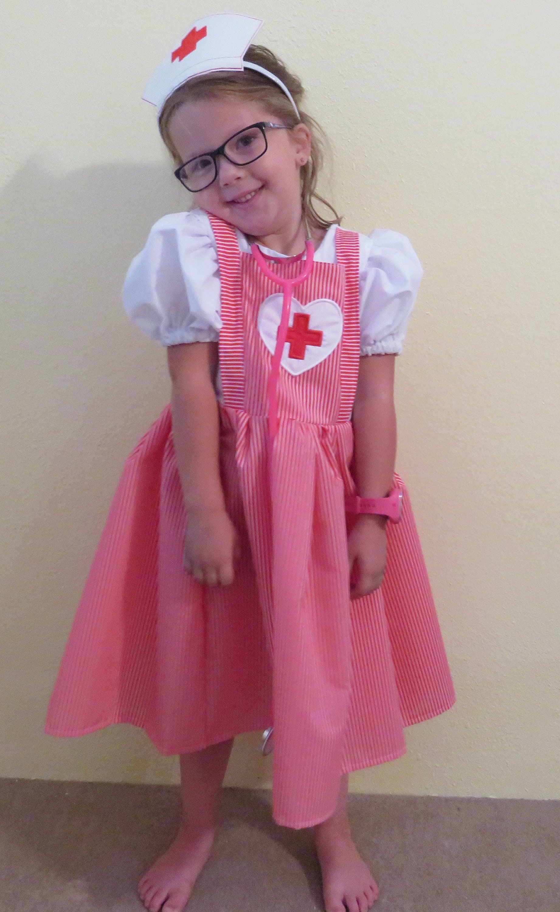 Cute Girls Candy Striper Nurse Costume Dress And Headband Etsy