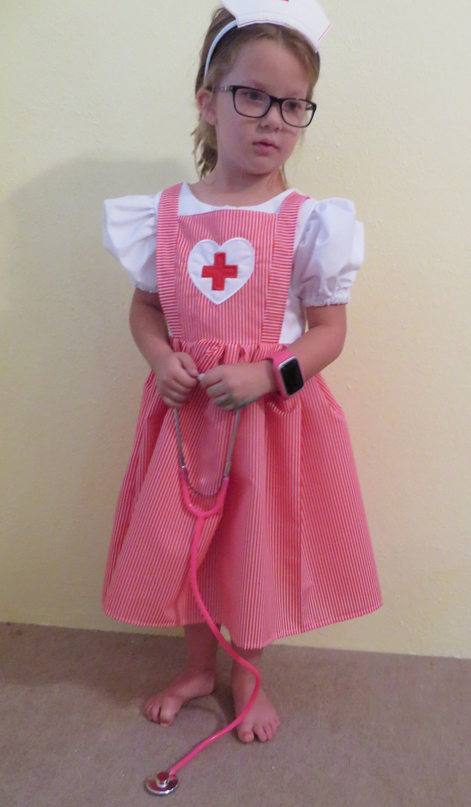 Cute Girls Candy Striper Nurse Costume Dress And Headband Etsy