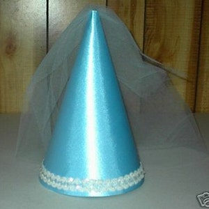 Light Blue Satin Princess Medieval Cone Hat, renaissance henin, headpiece, headwear, cap, crown, accessory, new. girls, adults, image 1