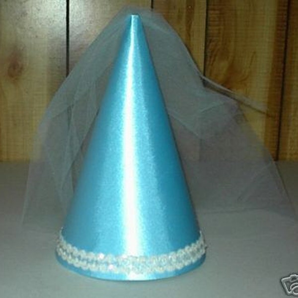 Light Blue Satin Princess Medieval Cone Hat, renaissance henin, headpiece, headwear, cap, crown, accessory, new. girls, adults,