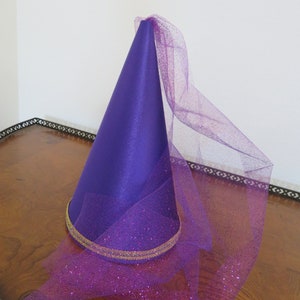 Purple Satin Princess Damsel Medieval Cone Hat, conehat, renaissance, henin, headware, cap, crown, new, dressup, accessory, girls, adults, image 5