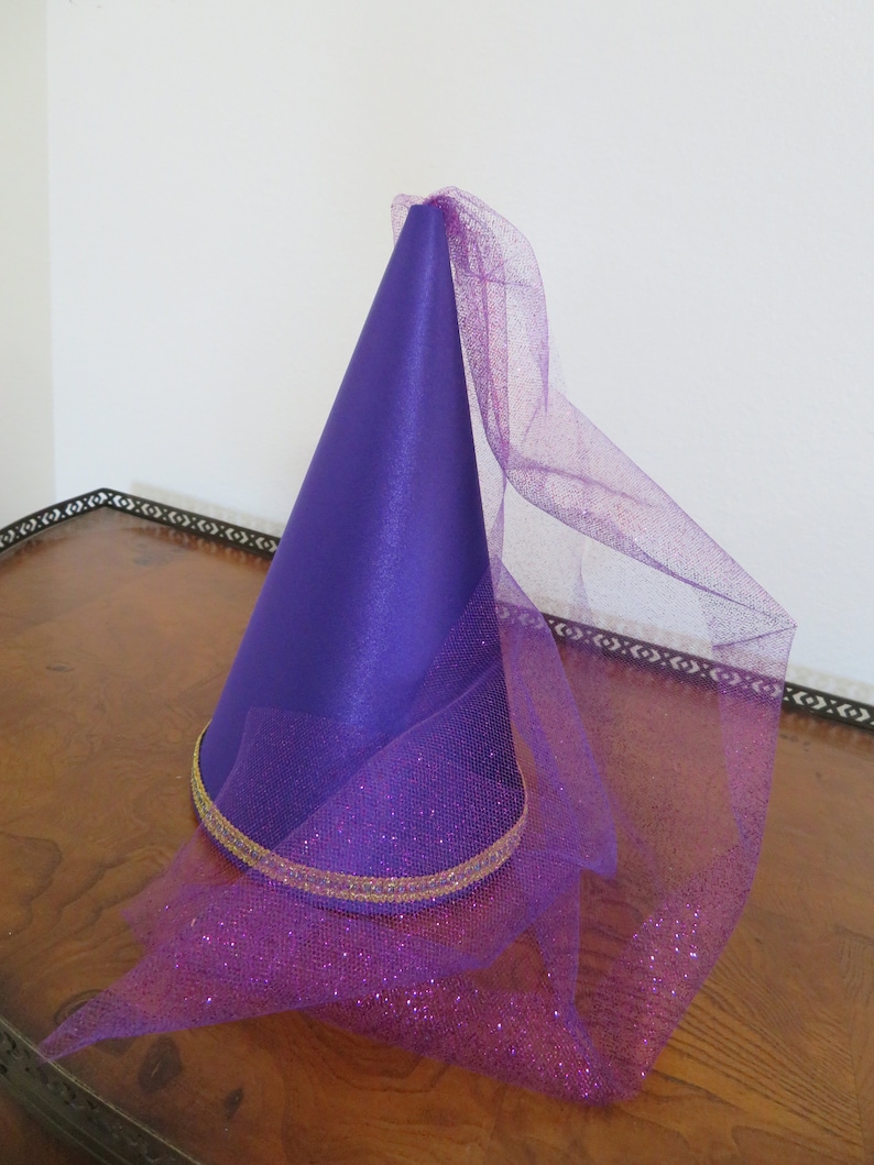 Purple Satin Princess Damsel Medieval Cone Hat, conehat, renaissance, henin, headware, cap, crown, new, dressup, accessory, girls, adults, image 5