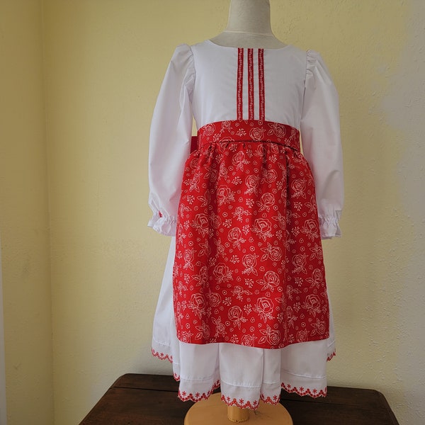 Mädchen Kroatisch Trachtenkleid, Weiß und Rot, Kroatien, Osteuropa, Heritage Days, International, Trachten outfit, NEU