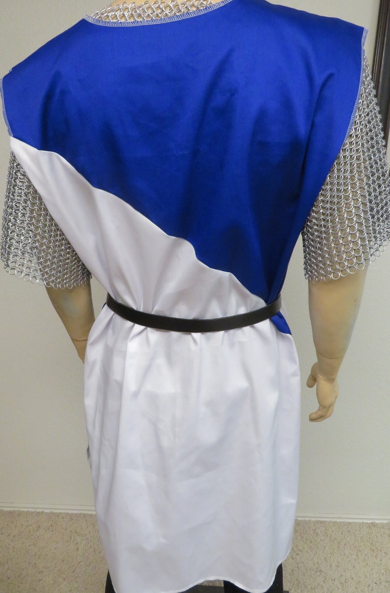 Blue & White Knight Medieval Surcoat with embroidered Tree, renaissance, Sir Bedevere, search for the holy grail, tunic, tabard, cosplay image 4