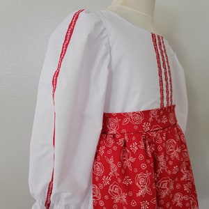 Girls Croatian National Folk Costume dress, White and Red, Croatia, Eastern European, Heritage days, International, traditional outfit, NEW image 7