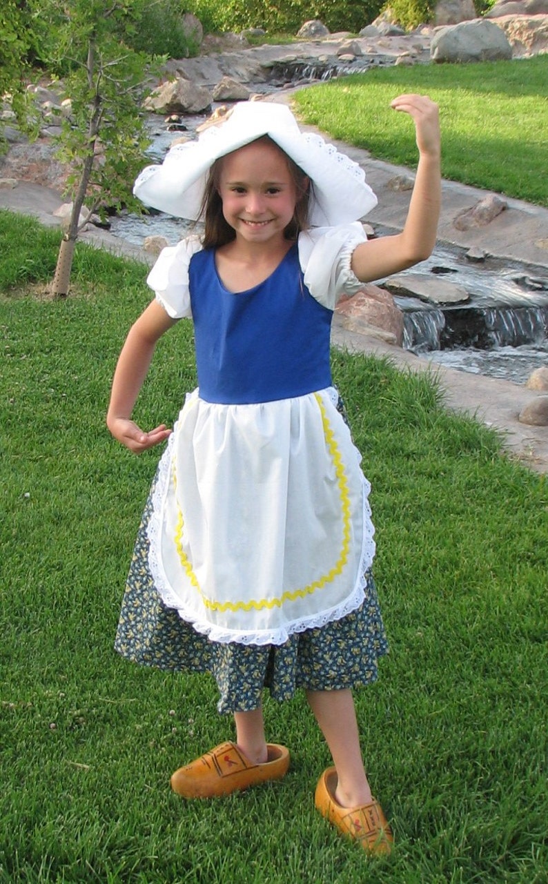 Girls Netherlands, Holland, National, Traditional costume dress AND hat, Dutch Girl, Flemish, Heritage days, Scandinavian, European, Nordic image 3