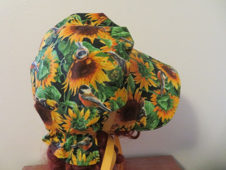 Ladies Pioneer Trek Prairie Victorian Civil War Bonnet, Sunbonnet, Primitive, historical, hat, reenactment, Sunflower, yellow and green, new image 6