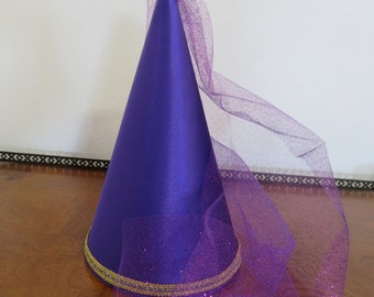 Purple Satin Princess Damsel Medieval Cone Hat, conehat, renaissance, henin, headware, cap, crown, new, dressup, accessory, girls, adults,