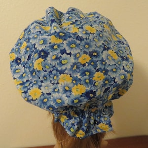 Ladie or teens Pioneer Sunbonnet, Prairie, Victorian, Civil War Bonnet, Primitive, Blue and yellow floral, polka dots, poke bonnet, new image 3